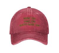 FWJZDSP Wine'E M Dine'E M Sixty-Nine'E M Trucker Hat Dad Washed Baseball Cap Men Women Red
