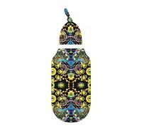 FWJZDSP Yellow Trippy Fractal Psychedelic Newborn Swaddle Blanket with Hat Set Baby Swaddle Wrap Burping Cloth & Stroller Cover, Perfect for Boys Girls