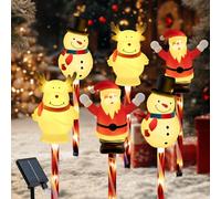 FWLWTWSS 6Pcs Christmas Solar Lights，Outdoor Waterproof Pathway Lights, Outdoor Xmas Decorations, Solar Powered LED Garden Lights for Yard & Patio