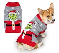 FWLWTWSS Dog Christmas Jumper for Small Medium Dogs, Grinch Pattern Festive Puppy Sweater, Festive Party Costume & Ideal Christmas New Year Gift for Pet Lovers (S)