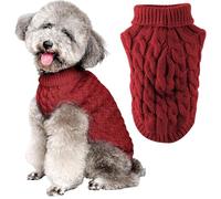 FWLWTWSS Dog Jumper Large, Turtleneck Puppy Jumper, Knitted Dog Jumpers for Small Medium Dogs and Cats, Soft Comfortable Dog Clothes for Autumn, Winter Outfit(RED XXL)