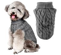 FWLWTWSS Dog Jumper, Turtleneck Puppy Jumper, Knitted Dog Jumpers for Small Medium Dogs and Cats, Soft Comfortable Dog Clothes for Autumn, Winter Outfit(GREY M)
