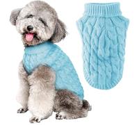 FWLWTWSS Knitted Turtleneck Jumper for Small Medium Dogs and Cats, Soft Comfortable Dog Clothes for Autumn, Winter Outfit (BLUE L)