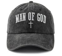 Fwngweito Man of God Hats for Men, Adjustable Cotton Embroidered Christian Jesus Baseball Cap, Black, One size