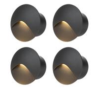 FWoche 3W Wall Recessed Lamp Stair Lights Warm White, Round Staircase Light, LED Step Night, Aluminium IP44 Wall Lighting Indoor/Outdoor, Garden Lighting Deck Balcony Black Shell, 4pcs