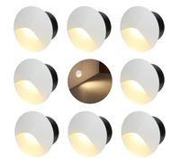 FWoche LED Recessed Wall Spotlight 3W, Stair Light 60 mm, Warm White Recessed Wall Light with Box, 230V IP44 Aluminium Wall Lighting, for Indoor and Outdoor Use, White (Pack of 8)