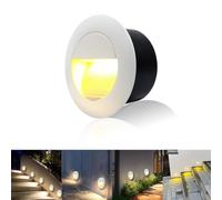 FWoche Round Stair Lights, Warm White Wall Light with Recessed Box, 230V Aluminium Waterproof Recessed Staircase Step, White, IP65