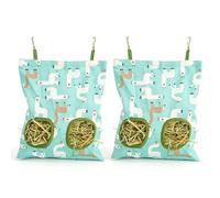 FWORUAIS 2 Hay Bag for Rabbits 2-Hole Hanging Hay Feeder Guinea Pig Hay Bags, Hay Feeder for Rabbits Chinchillas Hamsters Small Pets and Animals
