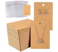 FWORUAIS Earring Display Card 100PCS - with 100PCS Self-Seal Bags, Necklace Display Cards,for DIY Necklace Jewelry Display Gift Making