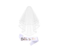 FWORUAIS Hen Party Veil, Rose Gold Sash Set, Bride to Be Accessories Kit for Bachelorette Party, Hen Do Essentials Including Veil, Team Bride Sash for Bridal Shower, Hen Night Celebrations