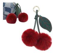 FWORUAIS Pom Pom Keychain Cute Cherry Keychain Fluffy Accessories Cherry Bag Charms Purse Charms Car Bag Charm Handbags Pendant