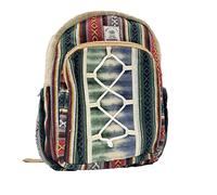 Fwosi Hemp Hippie Backpack - Travel Backpack for Women & Men, Bookbag with Laptop Sleeve - Handmade in Nepal - Durable Lightweight Laptop Bag, Multicolor, M, Hippie Hemp Backpack