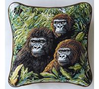 FWRTYCB Latch Hook Cushion Kits for Adults Orangutan Family Tree Chimps Child Gorilla Rug Pillowcase Kids Beginner DIY Needlework Embroidery Kits Handmade Set Craft Sofa Home Decor 43x43cm,1pcs