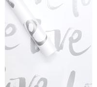 FWSA WRAPS Flower Wrapping Paper Bouquet - White With Silver LOVE Letter Gift Wrapping Paper for Mother's Day, Valentines Day, Birthday DIY Art Crafts Floral Supplies 20pcs (white)