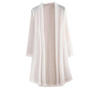 FWSHANGMAO Bolero Shrug,Women's Long Cardigan Long Sleeves Loose Plain Soft See-Through Cardigan Jacket Summer Long Open Front Kimono Kaftans Shrug Bolero Swimsuit Cover-Up for Dresses,White,XL