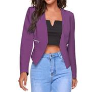 FWSHANGMAO Cardigan Short Sleeve,Women's Shrug Bolero Cardigan Light Formal Blazer Jacket Short Open Front Elegant Shoulder Jacket Transitional Jacket Cover-Up for Dresses,Purple,S