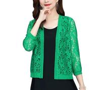 FWSHANGMAO Ladiery Shrug,Women'S Bolero Shrug Short Shawl Summer Lightweight Open Front Mesh Cardigan Festival Jacket Floral Lace Blouse Jacket Elegant Beach Cover-Ups For Dresses,Green,L