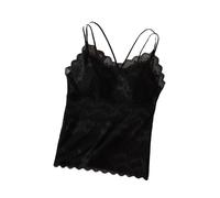 FWSHANGMAO Ladies Thermal Sleeveless Camisole Vest Winter Underwear Thermal Winter Warm Fleece Lined Undershirt Tank Top V Neck Lace Camisole Vest for Women Black M