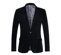 FWSHANGMAO Men’S Velvet Suit Blazer Vintage 1 Button Tuxedo Suit Jacket Smoking Dinner Blazer Retro Classic Tailored Fit Comfy Warm Blazer Regular Fit Smart Jackets Black S