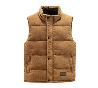 FWSHANGMAO Men’S Warm Corduroy Winter Thickened Gilet Windproof Body Warmer Padded Gilets Quilted Gilet Sleeveless Jacket with Pockets Outwear Padded Bodywarmer Yellow M