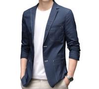 FWSHANGMAO Men's Blazers,Mens Casual Blazer Vintage Blazer Single Breasted Slim Fit Sports Jacket Button Formal Business Suit Jackets Suitable for Party Date Prom Wedding Tuxedo,Blue,M