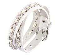 FWSHANGMAO Mens Bracelets Leather Punk Style Multi-Layered Leather Bracelet Adjustable Design Bracelet/White Leather Bracelet/Charm Jewellery for Women Men Gift