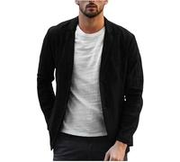 FWSHANGMAO Mens Casual Blazer Linen Suit,Summer Single Breasted Dress Suit Lightweight Loose Fit Sports Jacket Suitable For Party Date Prom Wedding Tuxedo,Black,Black,M