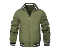 FWSHANGMAO Mens Classic Harrington Bomber Jacket Vintage Scooter Coat Summer Lightweight Army Bomber Jacket Full Zip Windbreaker Coat S-3Xl,Green,Xxl