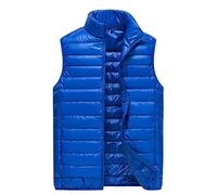FWSHANGMAO Men's Outerwear Gilets,Lightweight Sleeveless Down Jacket Royal Blue Quilted Vest Winter Warm Slim Fit Jacket Stand Collar Sport Functional Vest Outwear Autumn Winter Jacket,3Xl