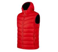 FWSHANGMAO Mens Quilted Gilet Casual Hooded Vest Coat Body Warmer Gilets Color Block Padded Quilted Jacket with Zipper Pocket Removable Hood Sleeveless Jacket Red M