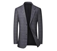 FWSHANGMAO Mens Vintage Check Blazer Casual Suit Jackets,Regular Fit Tweed Check Suit Jacket Sport Coat Classic Chic Blazers Sport Coats,Grey,XL