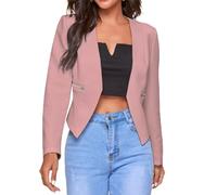 FWSHANGMAO Shrug Womens Bolero Cardigan,Women's Shrug Bolero Cardigan Light Formal Blazer Jacket Short Open Front Elegant Shoulder Jacket Transitional Jacket Cover-Up for Dresses,Pink,3XL