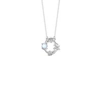 FWSHANGMAO Silver Necklaces For Women,Zodiac S925 Sterling Silver Necklace For Women Elegant Ladies Zirconia Necklace Crystal Moonstone Pendant Necklace Gift Jewelry For Girls Birthday Present,Pisces