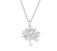 FWSHANGMAO Sterling Silver Necklace,Crystal Necklace for Women, S925 Sterling Silver Tree Of Life Zircon Pendant Necklace Dainty Trendy Choker Necklace Chain Bohemia Jewelry for Her Girls Couples
