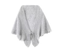 FWSHANGMAO Women Crochet Shawl Wrap Solid Color Crochet Cape Poncho with Buttons Knit Triangle Scarf Winter Autumn Shoulder Cover Wrap for Bed, Sofa, Office Light Grey