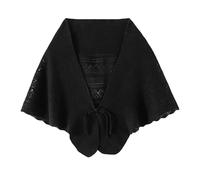 FWSHANGMAO Women Crochet Shawl Wrap Solid Color Crochet Cape Poncho with Buttons Knit Triangle Scarf Winter Autumn Shoulder Cover Wrap for Bed, Sofa, Office Black