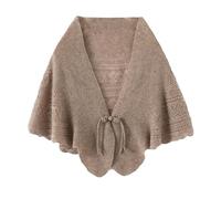 FWSHANGMAO Women Crochet Shawl Wrap Solid Color Crochet Cape Poncho with Buttons Knit Triangle Scarf Winter Autumn Shoulder Cover Wrap for Bed, Sofa, Office Camel