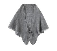FWSHANGMAO Women Crochet Shawl Wrap Solid Color Crochet Cape Poncho with Buttons Knit Triangle Scarf Winter Autumn Shoulder Cover Wrap for Bed, Sofa, Office Gray