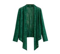 FWSHANGMAO Women Elegant Sheer Shrug Cardigan, Long Sleeve Rose Jacquard Lightweight Shrugs, Ladies Bolero Cardigans for Weddings Brides Bridesmaids Evening Dresses Dark Green Xl