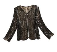 FWSHANGMAO Women Glitzy Sequin Evening Bolero Jacket,1920S Gatsby Shawl Bolero With One Buckle For Women Ladies Flapper Art Deco Vintage Dress Costume,Black,1,S