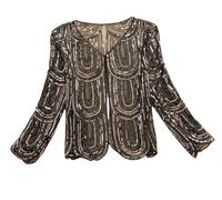 FWSHANGMAO Women Glitzy Sequin Evening Bolero Jacket,1920S Gatsby Shawl Bolero With One Buckle For Women Ladies Flapper Art Deco Vintage Dress Costume,Golden,1,L