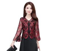 FWSHANGMAO Women Glitzy Sequin Evening Bolero Jacket,1920S Gatsby Shawl Bolero With One Buckle For Women Ladies Flapper Art Deco Vintage Dress Costume,Red,L