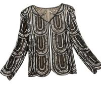 FWSHANGMAO Women Glitzy Sequin Evening Bolero Jacket,1920S Gatsby Shawl Bolero With One Buckle For Women Ladies Flapper Art Deco Vintage Dress Costume,Silvery,1,L