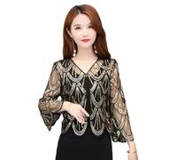 FWSHANGMAO Women Glitzy Sequin Evening Bolero Jacket,1920S Gatsby Shawl Bolero With One Buckle For Women Ladies Flapper Art Deco Vintage Dress Costume,Golden,M