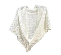 FWSHANGMAO Women Summer Crochet Knitted Thin Shrug Shawl, Ladies Vintage Short Coat Soft Capelets Capes Shrug Wedding Cape Cover Up Wraps for Evening Dresses White