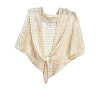 FWSHANGMAO Women Summer Crochet Knitted Thin Shrug Shawl, Ladies Vintage Short Coat Soft Capelets Capes Shrug Wedding Cape Cover Up Wraps for Evening Dresses Apricot