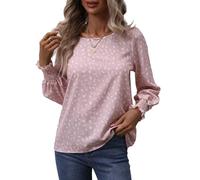 FWSHANGMAO Womens Long Sleeves Tops Fashion Leopard Print Chiffon Blouses Casual Tops Round Neck Long Sleeves Shirts Business Dressy Tops Work Tunic T Shirts Pink Xs