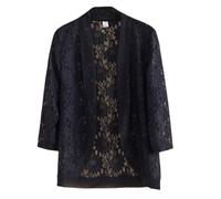 FWSHANGMAO Women'S Shrugs, Summer Floral Lace Shrug Jacket Crochet Short Coat Women'S 3/4 Sleeves Shrug Elegant Cardigan Shoulder Jacket See Through Open Front Cover-Up For Wedding,Black,Xxl
