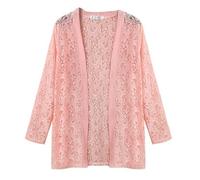 FWSHANGMAO Women'S Shrugs,Women'S Bolero Shrug Short Cardigan Floral Lace Blouse Jacket Lightweight Cardigan Open Front Mesh V-Neck Festival Jacket Elegant Beach Cover-Ups For Dresses,Pink,3Xl