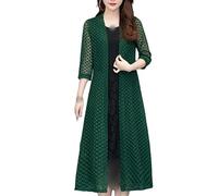 FWSHANGMAO Womens Summer Half Sleeve Chiffon Cardigan, Long Kimono Cardigans Lightweight Sarong Shawl Open Front Boho Loose Blouse Beachwear Capes for Women Green Xl